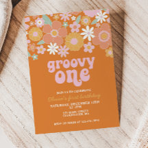 Groovy One Retro Floral erster Geburtstag