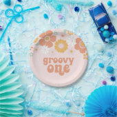 Groovy One Retro Floral Geburtstag Papier Teller (Party)