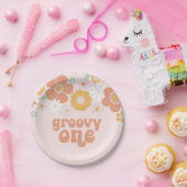 Groovy One Retro Floral Geburtstag Papier Teller (Party)