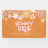 Groovy One Retro Floral Geburtstagsbanner Banner (Horizontal)