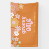 Groovy One Retro Floral Geburtstagsbanner Banner (Vertikal)