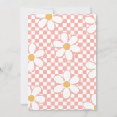 Groovy One Retro Karo Pink Daisy Einladung (Rückseite)