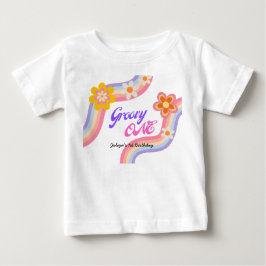 Groovy One Retro Rainbow 1. Geburtstag Baby T-shirt