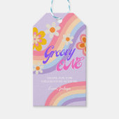 Groovy One Retro Rainbow 1. Geburtstag Geschenkanhänger (Vorderseite)