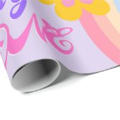 Groovy One Retro Rainbow 1. Geburtstag Geschenkpapier (Rolleneckpunkt)