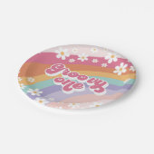 Groovy One Retro Rainbow 1. Geburtstag Pappteller (Schrägansicht)