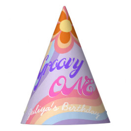 Groovy One Retro Rainbow 1. Geburtstag Party Hut Partyhütchen