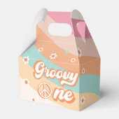 Groovy One Retro Rainbow Birthday Party Geschenkschachtel (Vorderseite)