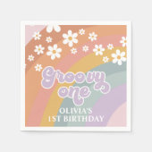 Groovy One Retro Rainbow Serviette (Vorderseite)