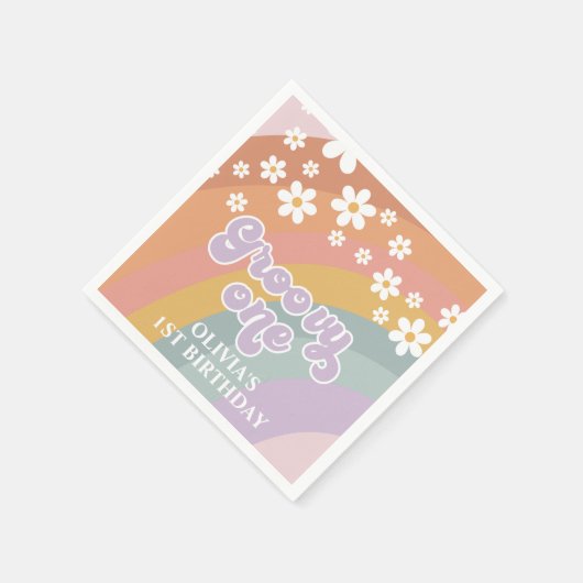 Groovy One Retro Rainbow Serviette (Ecke)