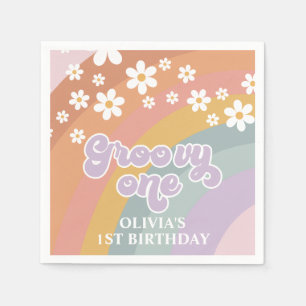 Groovy One Retro Regenbogen Serviette