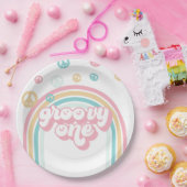 Groovy One Retro Sommer Regenbogen Pappteller (Party)