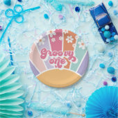 Groovy One Retro Sonnenschein Regenbogen Gänseblüm Pappteller (Party)
