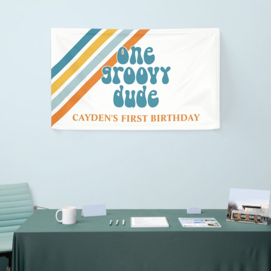 Groovy One Retro Stripes Banner (Messeveranstaltung)