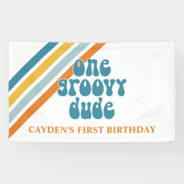 Groovy One Retro Stripes Banner