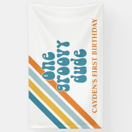 Groovy One Retro Stripes Banner (Vertikal)