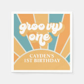 Groovy One Retro Sunshine Boy First Birthday Paper Serviette (Vorderseite)