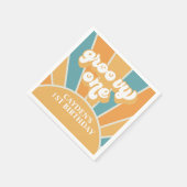 Groovy One Retro Sunshine Boy First Birthday Paper Serviette (Ecke)