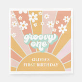 Groovy One Retro Sunshine daisy boho Paper Plate Serviette (Vorderseite)