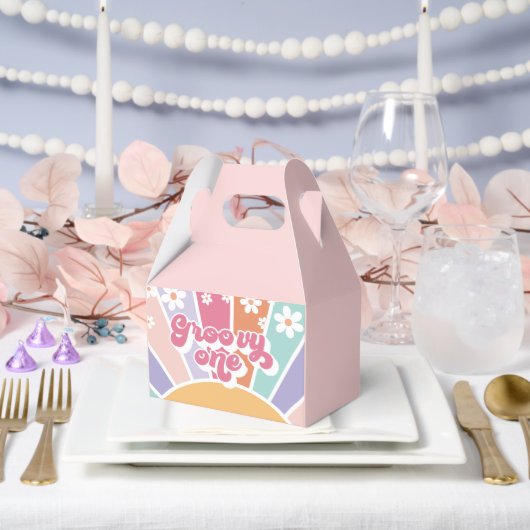 Groovy One Retro Sunshine Rainbow Daisy Geschenkschachtel (Hochzeit)