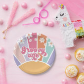 Groovy One Retro Sunshine Rainbow Daisy Pappteller (Party)