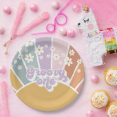 Groovy One Retro Sunshine Rainbow Daisy Pappteller (Party)