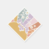 Groovy One Retro Sunshine Rainbow Daisy Serviette (Ecke)