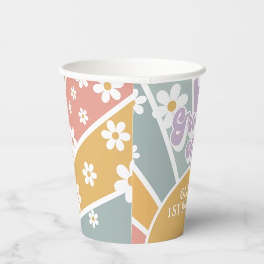 Groovy One Retro Sunshine Rainbow Paper Cups Pappbecher (Rechts)
