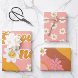 Groovy One Retro Vintag erster Geburtstag Geschenkpapier Set