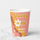 Groovy One Retro Vintag erster Geburtstag Pappbecher (Rückseite)