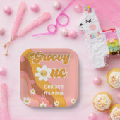 Groovy One Retro Vintag erster Geburtstag Pappteller (Party)