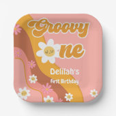 Groovy One Retro Vintag erster Geburtstag Pappteller (Vorderseite)