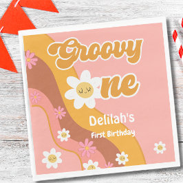 Groovy One Retro Vintag erster Geburtstag Serviette