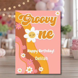 Groovy one Retro Vintager erster Geburtstag Karte