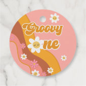 Groovy One Retro Vintager erster Geburtstag vielen Geschenkanhänger (Rückseite)