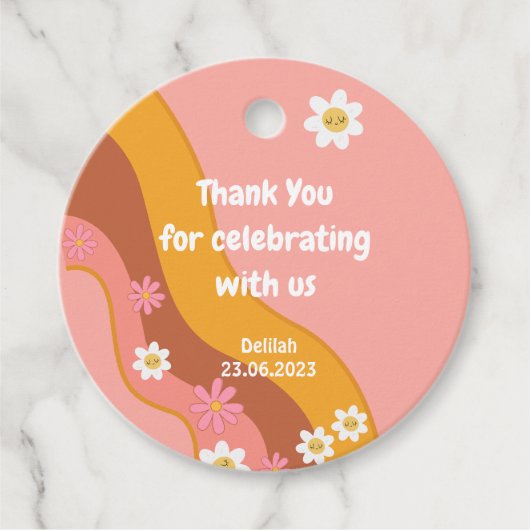 Groovy One Retro Vintager erster Geburtstag vielen Geschenkanhänger (Vorderseite)