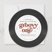 Groovy One Retro Vinyl Record Einladung (Vorderseite)