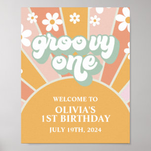 Groovy One Sonnenschein Erstes Geburtstags-Willkom Poster