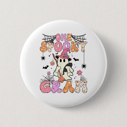 Groovy One Spooky Gram Retro Halloween Niedlich Gh Button (Vorderseite)