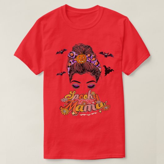 Groovy One Spooky Mama Messy Bun Women Hexe Mama H T-Shirt (Design vorne)