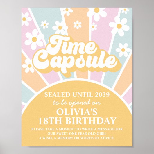 Groovy One Sunshine First Birthday Time Kapsel Poster (Vorne)