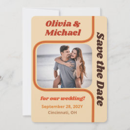 Groovy Orange and Brown Rainbow Curve Foto Save The Date