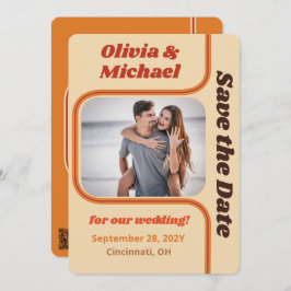 Groovy Orange and Brown Rainbow Curve Foto Save The Date