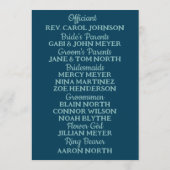 Groovy Orange Blume über Deep Blue Wedding Programm (Rückseite)