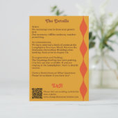 Groovy Orange Brown Wavy Border Wedding Details Begleitkarte (Stehend Vorderseite)