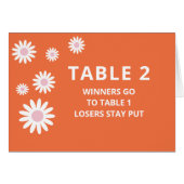 Groovy Orange Bunco Table Card für Tabelle 2 (Vorderseite (Horizontal))