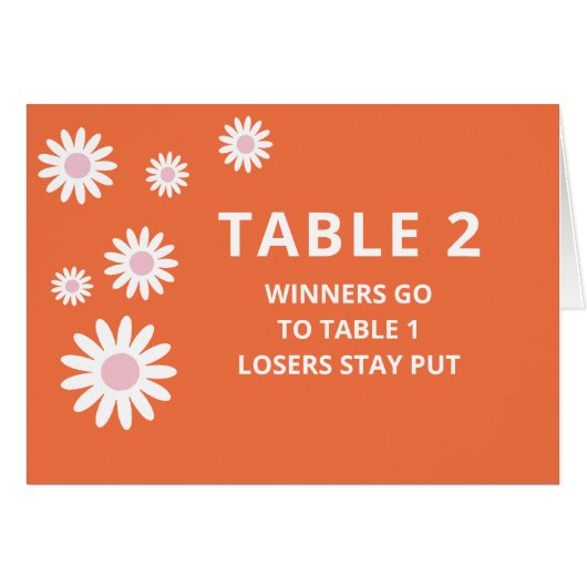 Groovy Orange Bunco Table Card für Tabelle 2 (Vorderseite (Horizontal))