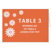 Groovy Orange Bunco Table Card für Tabelle 3 (Vorderseite (Horizontal))