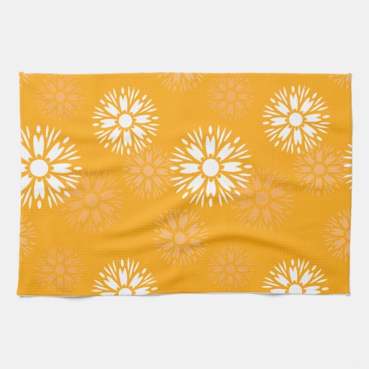 Groovy Orange Daisy Blume Retro Blumenmuster Geschirrtuch (Horizontal)