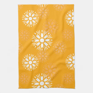 Groovy Orange Daisy Blume Retro Blumenmuster Geschirrtuch